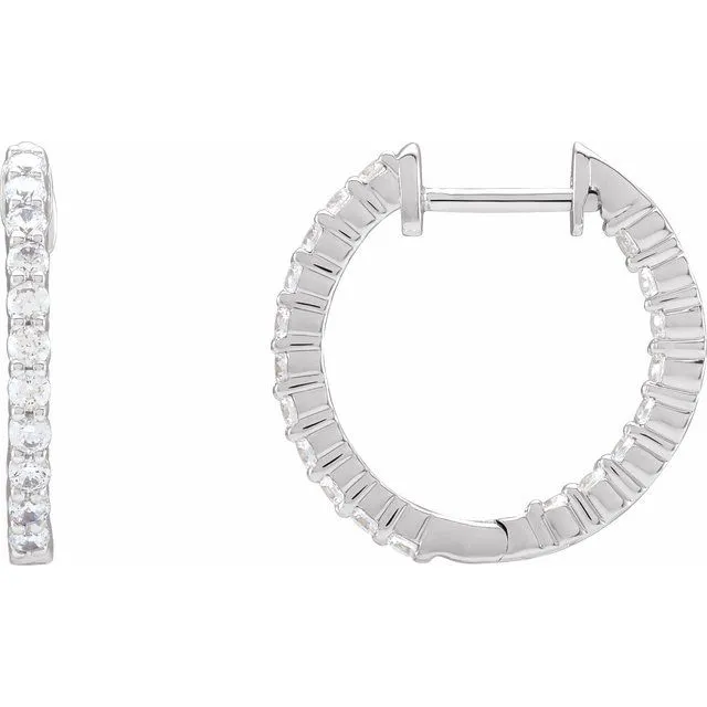 14K White Gold 34 CTW LabGrown Diamond InsideOutside Hinged 172 mm Hoop Earrings TreasureFineJewelers Earrings 14K White Gold 34 CTW LabGrown Diamond InsideOutside Hinged 172 mm Hoop Earrings TreasureFineJewelers Earrings