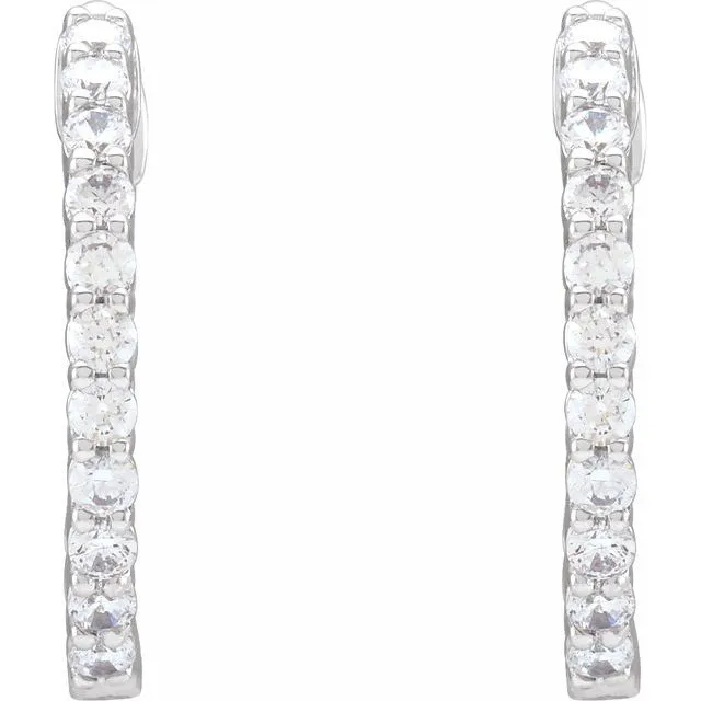 14K White Gold 34 CTW LabGrown Diamond InsideOutside Hinged 172 mm Hoop Earrings TreasureFineJewelers Earrings