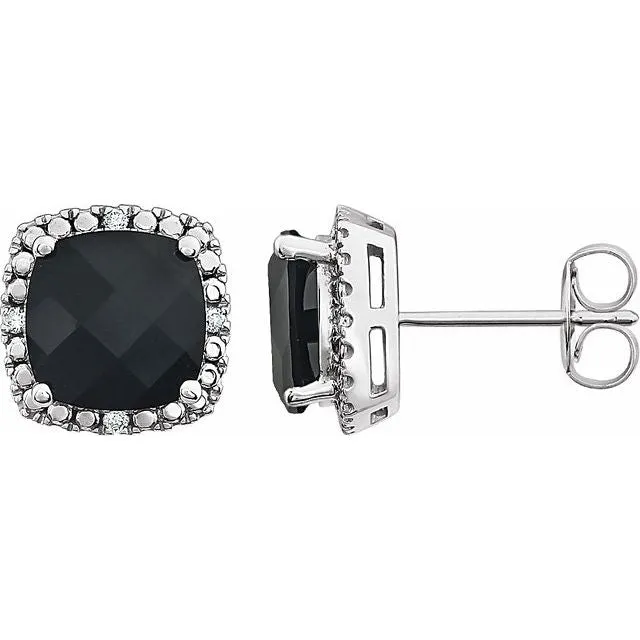 14K White Gold Natural Black Onyx 06 CTW Natural Diamond Earrings TreasureFineJewelers Earrings 14K White Gold Natural Black Onyx 06 CTW Natural Diamond Earrings TreasureFineJewelers Earrings