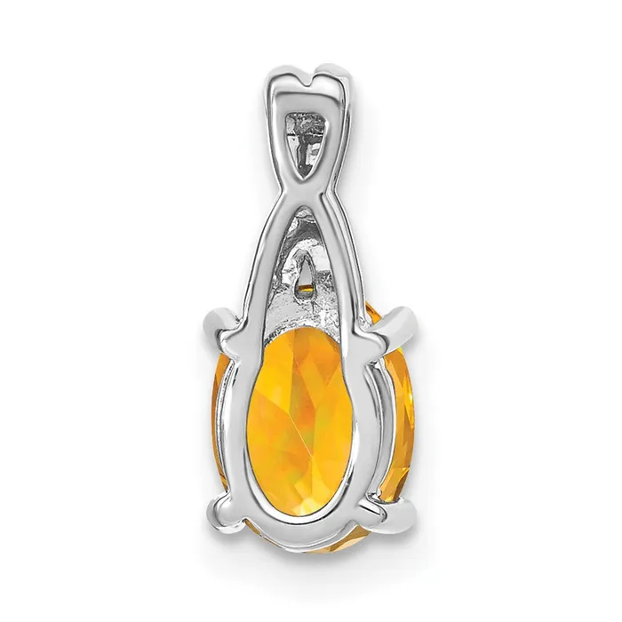 14k White Gold Oval Citrine and Diamond Pendant TreasureFineJewelers Necklaces