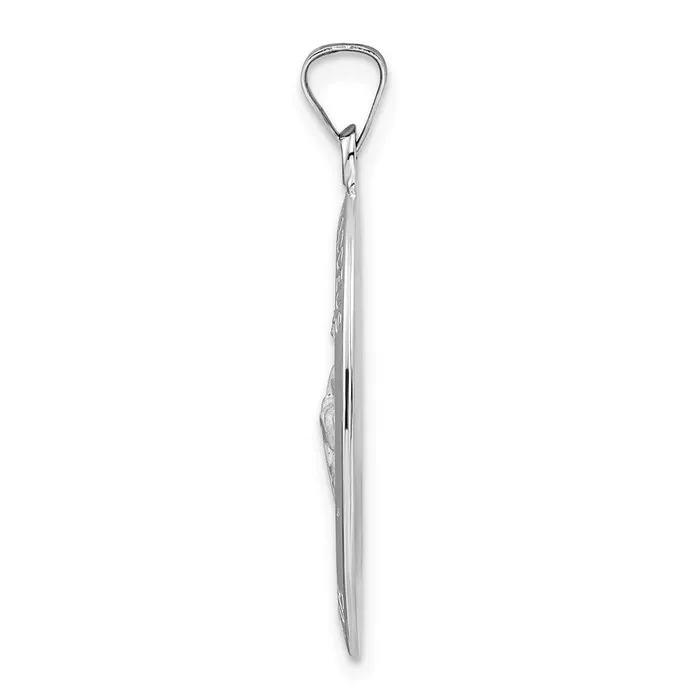 14k White Gold Polished St Jude Oval Solid Medal Pendant TreasureFineJewelers Necklaces
