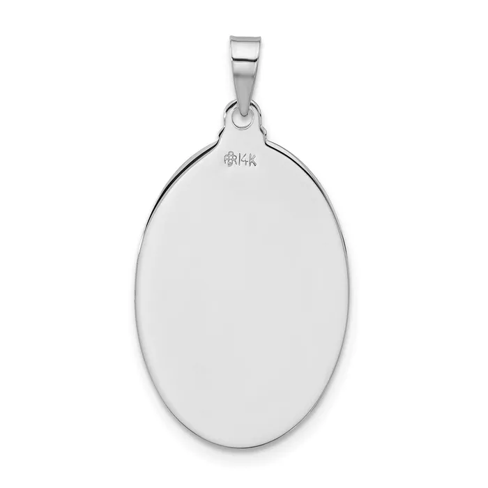 14k White Gold Polished St Jude Oval Solid Medal Pendant TreasureFineJewelers Necklaces