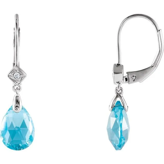 14K White Gold Swiss Blue Topaz 025 CTW Diamond Earrings TreasureFineJewelers Earrings 14K White Gold Swiss Blue Topaz 025 CTW Diamond Earrings TreasureFineJewelers Earrings