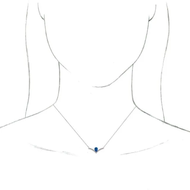 14K White LabCreated Blue Sapphire 06 CTW Diamond 16 Necklace TreasureFineJewelers Necklaces