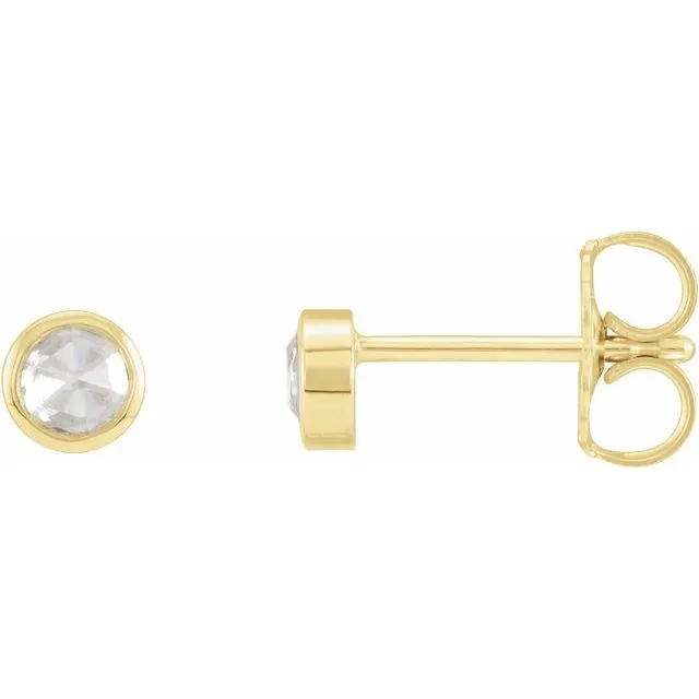 14K Yellow Gold 05 CTW Rose GoldCut Natural Diamond BezelSet Earrings TreasureFineJewelers Earrings 14K Yellow Gold 05 CTW Rose GoldCut Natural Diamond BezelSet Earrings TreasureFineJewelers Earrings