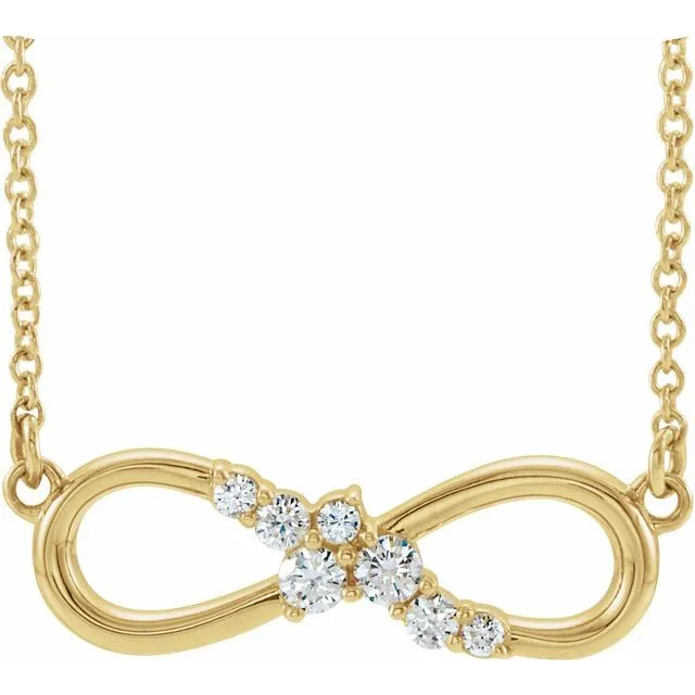 14K Yellow Gold 18 CTW Natural Diamond InfinityInspired Bar 18 Necklace TreasureFineJewelers Necklaces
