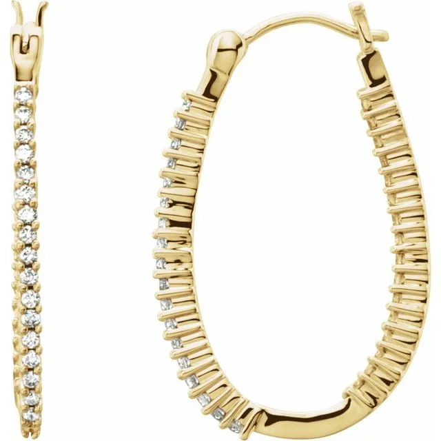 14K Yellow Gold 1 CTW Natural Diamond InsideOutside Hoop Earrings TreasureFineJewelers Earrings 14K Yellow Gold 1 CTW Natural Diamond InsideOutside Hoop Earrings TreasureFineJewelers Earrings