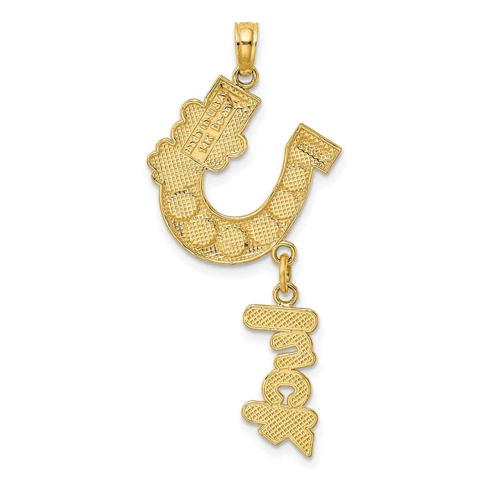 Charm Necklaces TreasureFineJewelers 14K Enameled Horseshoe wLUCK and Flowers Charm
