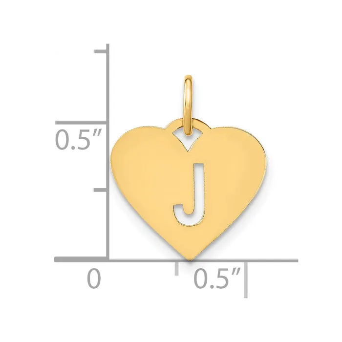 Charm Necklaces TreasureFineJewelers 14k Yellow Gold Initial Letter J Initial Charm