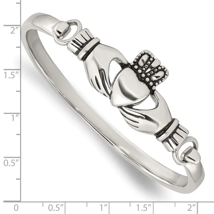 Chisel Stainless Steel Antiqued and Polished Claddagh Bangle TreasureFineJewelers Bracelets