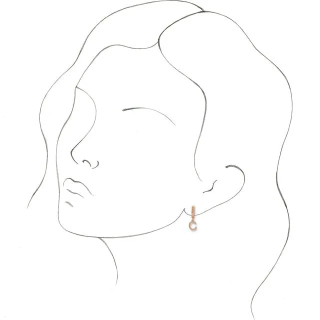 Earrings 14K Rose Gold Initial C Hinged Huggie Earring TreasureFineJewelers