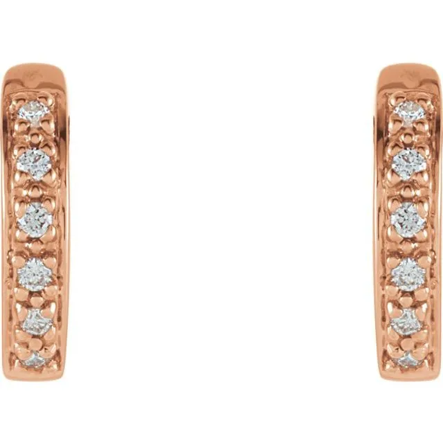 Earrings TreasureFineJewelers 14K Rose Gold 110 CTW Natural Diamond Huggie Earrings