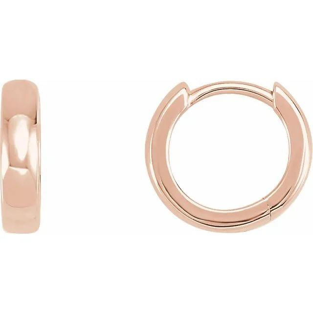 Earrings TreasureFineJewelers 14K Rose Gold 115 mm Hinged Huggie Hoop Earrings Earrings TreasureFineJewelers 14K Rose Gold 115 mm Hinged Huggie Hoop Earrings