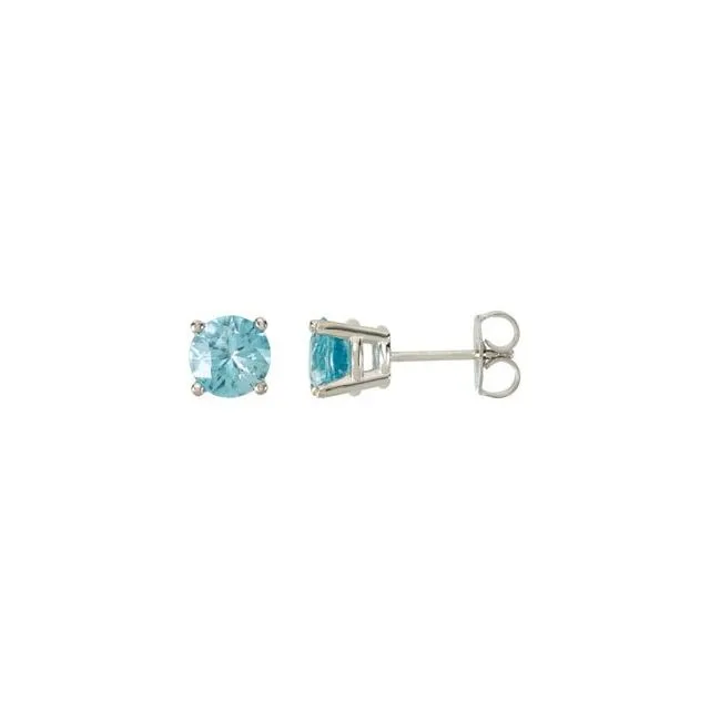 Earrings TreasureFineJewelers 14K White Gold 6 mm Natural Blue Zircon Earrings Earrings TreasureFineJewelers 14K White Gold 6 mm Natural Blue Zircon Earrings