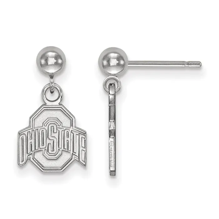Earrings TreasureFineJewelers 14K White Gold Ohio State University Earrings Dangle Ball