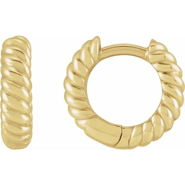 Earrings TreasureFineJewelers 14K Yellow Gold 105mm Left Rope Huggie Hoop Earring Earrings TreasureFineJewelers 14K Yellow Gold 105mm Left Rope Huggie Hoop Earring