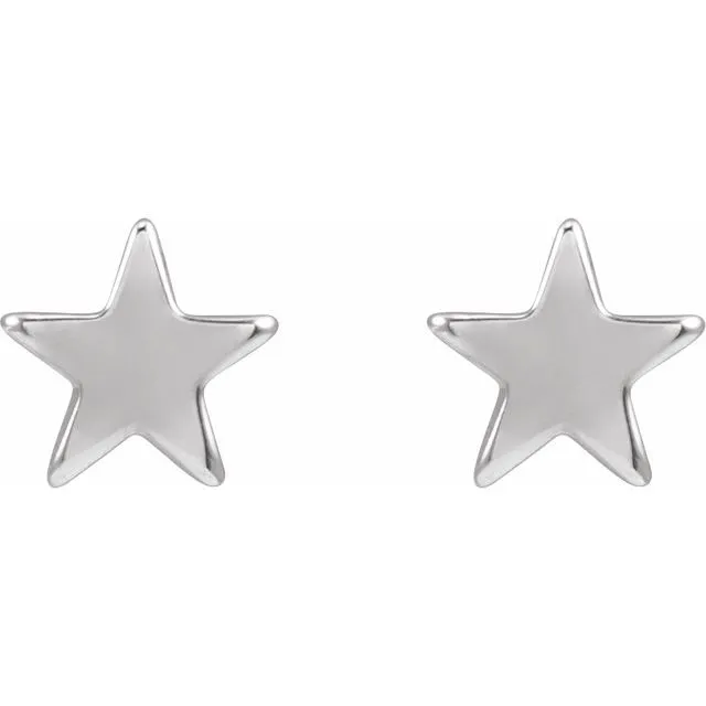 Earrings TreasureFineJewelers Sterling Silver 4 mm Star Friction Post Back Earrings