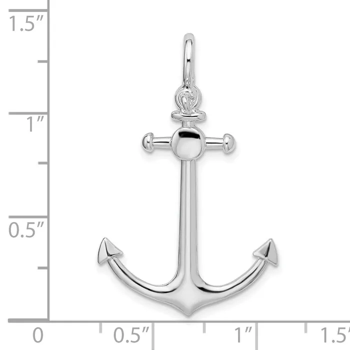 Necklaces Sterling Silver Polished 3D Small Anchor Pendant TreasureFineJewelers