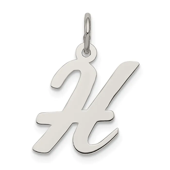 Necklaces Sterling Silver Rhodiumplated Script Letter H Initial Charm TreasureFineJewelers