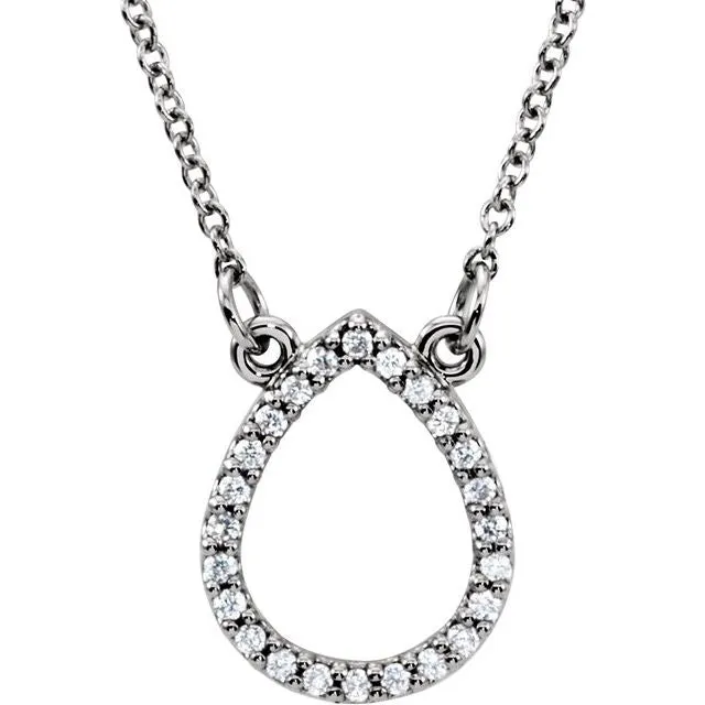 Necklaces TreasureFineJewelers 14K White Gold 110 CTW Natural Diamond Teardrop 16 Necklace