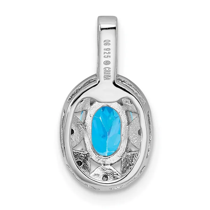 Necklaces TreasureFineJewelers Sterling Silver Rhodiumplated Diam Blue Topaz Pendant