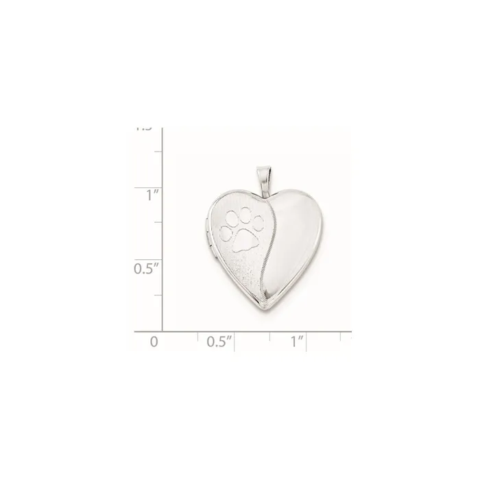 Rings Sterling Silver Rhodiumplated Satin Polished Paw Prints Heart Locket TreasureFineJewelers