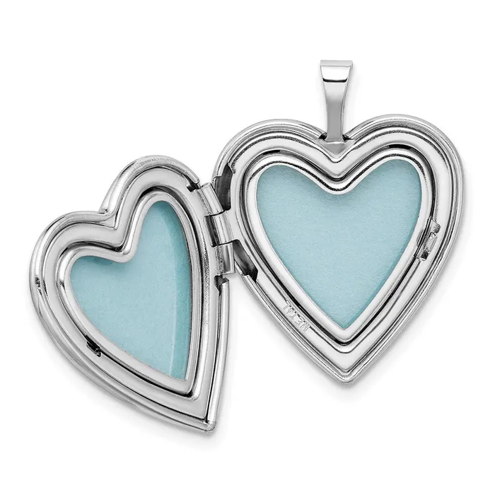 Rings Sterling Silver Rhodiumplated Satin Polished Paw Prints Heart Locket TreasureFineJewelers