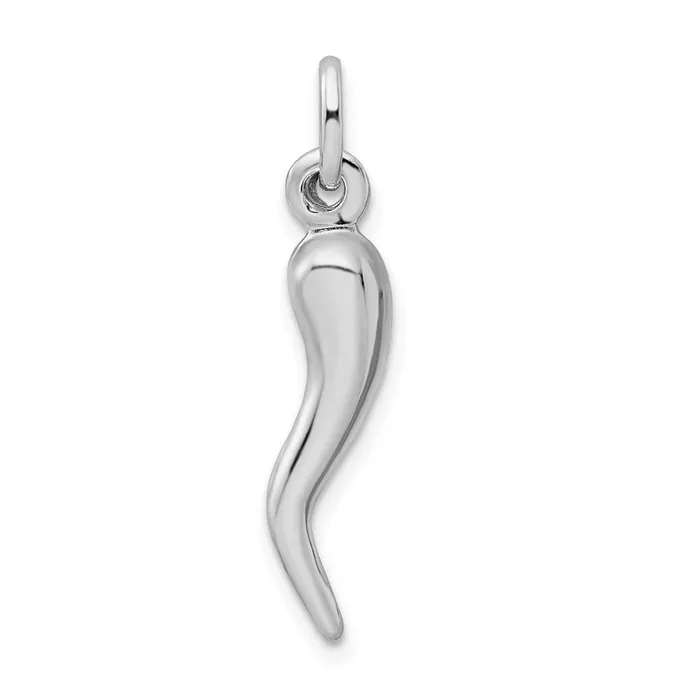 Rings TreasureFineJewelers Sterling Silver Rhodiumplated Italian Horn Charm