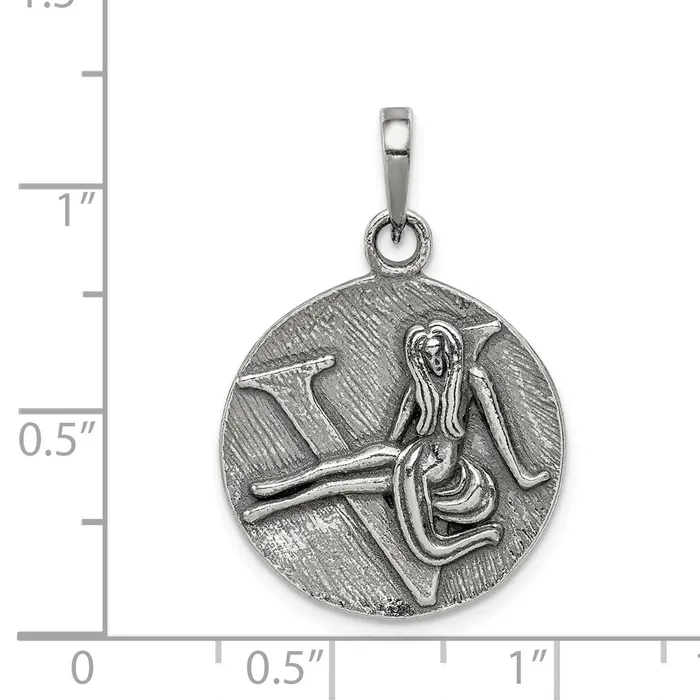 Sterling Silver Polished Antique Finish Virgo Horoscope Pendant TreasureFineJewelers Necklaces