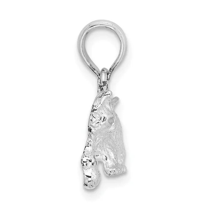 Sterling Silver Polished Cat wBall Pendant TreasureFineJewelers Necklaces