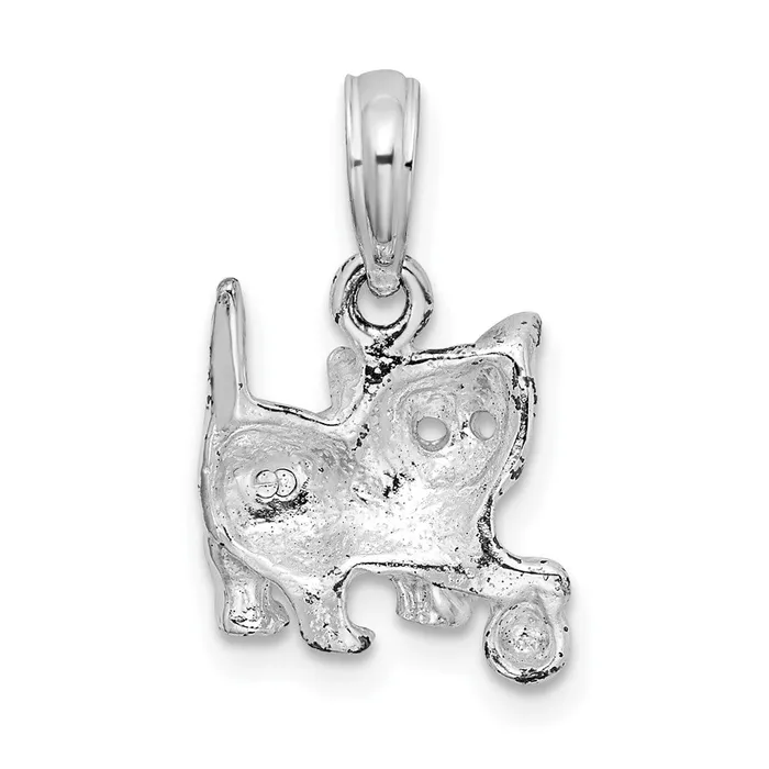 Sterling Silver Polished Cat wBall Pendant TreasureFineJewelers Necklaces