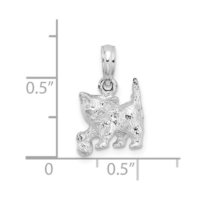 Sterling Silver Polished Cat wBall Pendant TreasureFineJewelers Necklaces