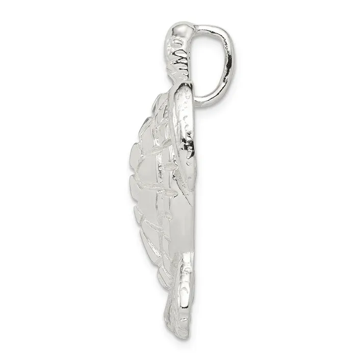 Sterling Silver Polished Textured Turtle Chain Slide Pendant TreasureFineJewelers Necklaces