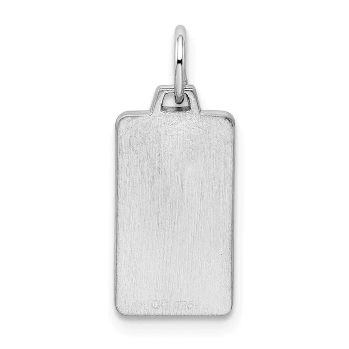 Sterling Silver Rhodplate Eng Rect Polish FrontSatin Back Disc Charm TreasureFineJewelers Rings