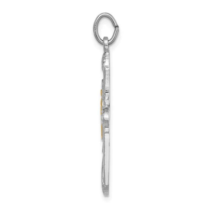 Sterling Silver Rhodiumplated Gold Tone Miraculous Medal Cross Pendant TreasureFineJewelers Rings