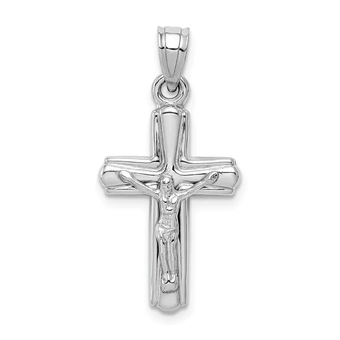 Sterling Silver Rhodiumplated Hollow Crucifix Pendant TreasureFineJewelers Necklaces