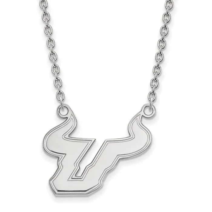 Sterling Silver Rhodiumplated University of South Florida Bull Large Pendant 18 inch Necklace TreasureFineJewelers Necklaces