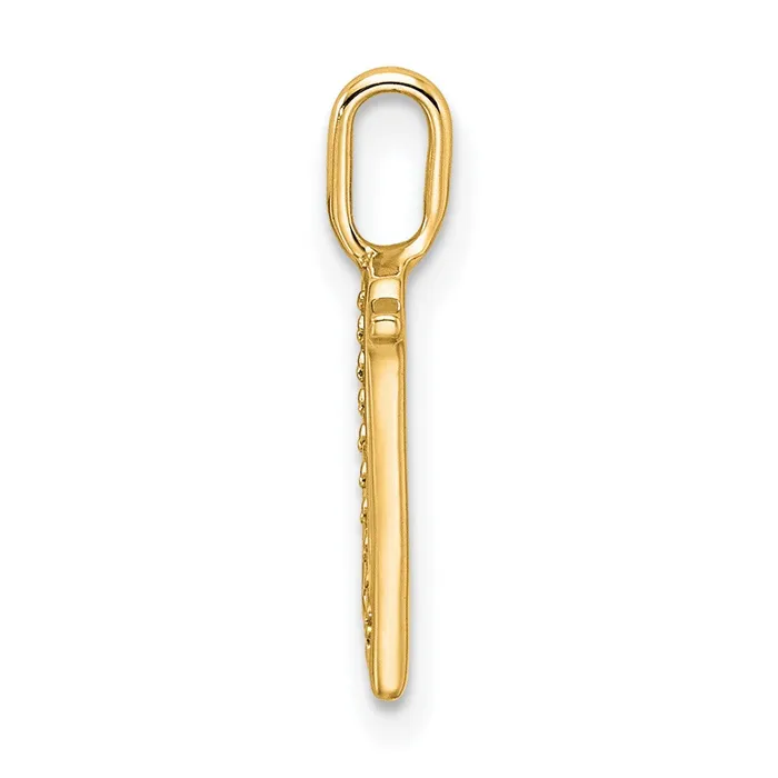 TreasureFineJewelers 10k Yellow Gold Diamond Letter N Initial Pendant Necklaces
