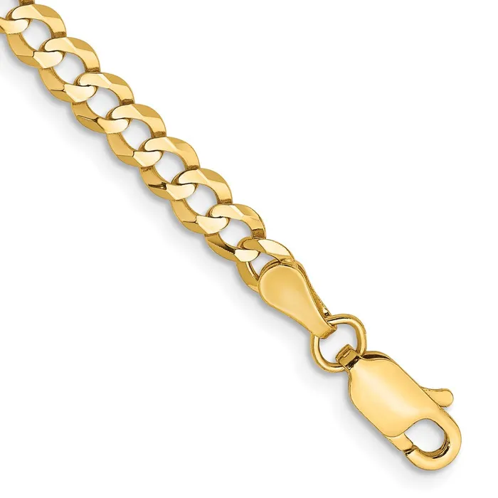 TreasureFineJewelers 14K 8 inch 37mm Lightweight Flat Cuban with Lobster Clasp Bracelet Bracelets