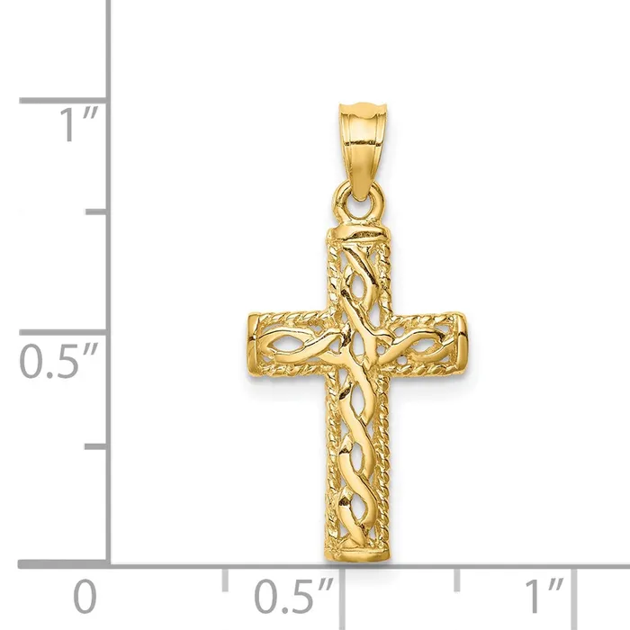 TreasureFineJewelers 14K Polished Braided Cross Pendant Necklaces