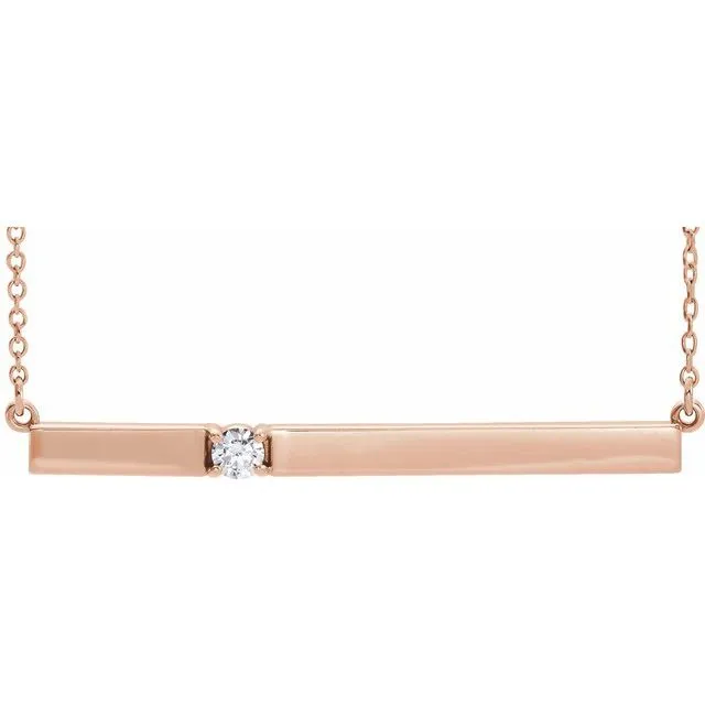 TreasureFineJewelers 14K Rose 110 CTW Diamond Bar 175 Necklace Necklaces