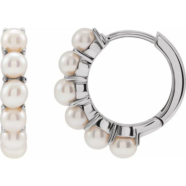 TreasureFineJewelers 14K White Gold Cultured Freshwater Pearl 155 mm Huggie Hoop Earrings Earrings TreasureFineJewelers 14K White Gold Cultured Freshwater Pearl 155 mm Huggie Hoop Earrings Earrings