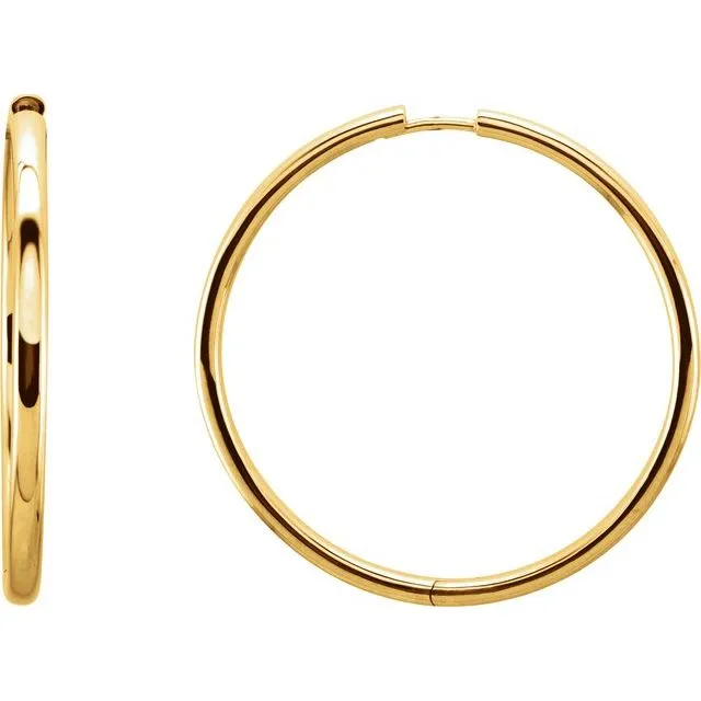 TreasureFineJewelers 14K Yellow Gold 24 mm Hinged Hoop Earrings Earrings