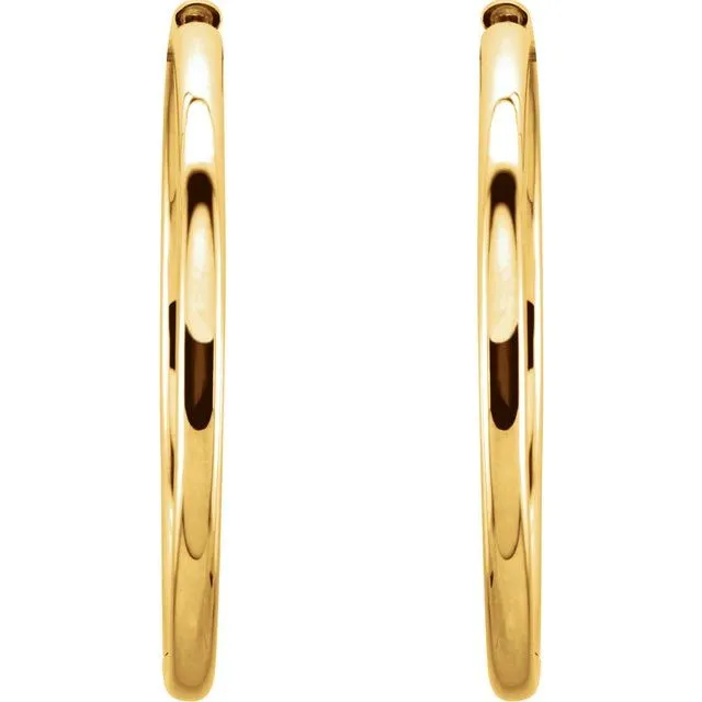 TreasureFineJewelers 14K Yellow Gold 24 mm Hinged Hoop Earrings Earrings