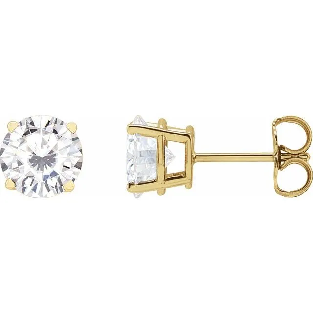TreasureFineJewelers 14K Yellow Gold 65 mm Stuller LabGrown Moissanite Stud Earrings with Friction Post Earrings TreasureFineJewelers 14K Yellow Gold 65 mm Stuller LabGrown Moissanite Stud Earrings with Friction Post Earrings