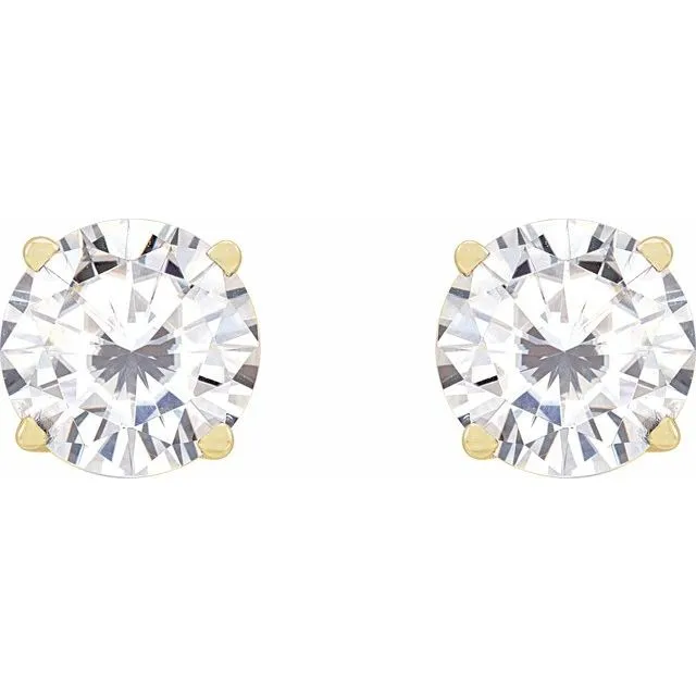 TreasureFineJewelers 14K Yellow Gold 65 mm Stuller LabGrown Moissanite Stud Earrings with Friction Post Earrings