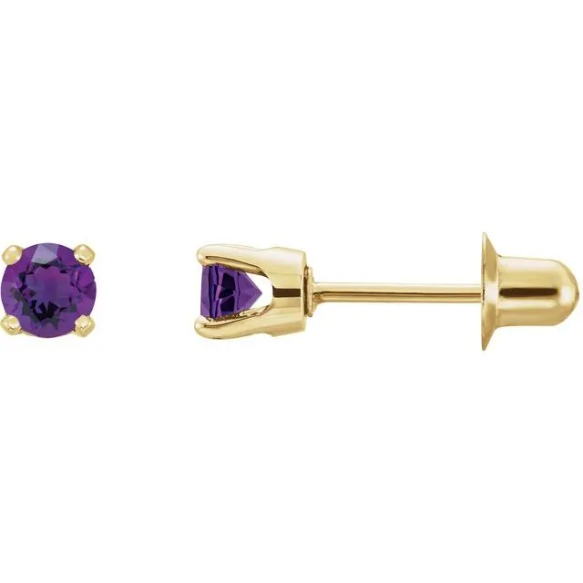 TreasureFineJewelers 14K Yellow Gold Natural Amethyst Earrings Earrings