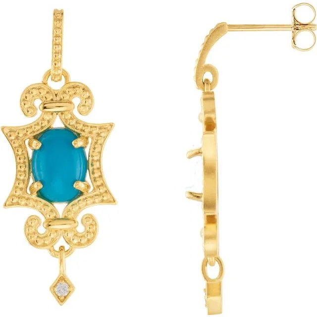 TreasureFineJewelers 14K Yellow Gold Turquoise 03 CTW Diamond Earrings Earrings TreasureFineJewelers 14K Yellow Gold Turquoise 03 CTW Diamond Earrings Earrings