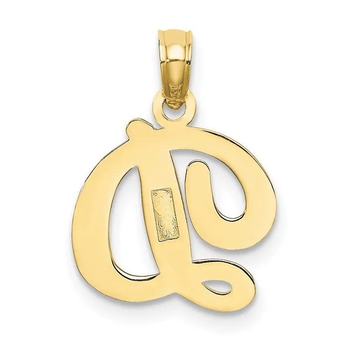 TreasureFineJewelers Charm Necklaces 10k Yellow Gold Polished D Script Initial Charm