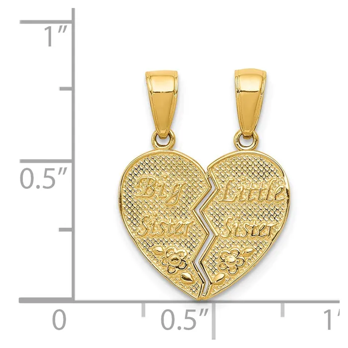 TreasureFineJewelers Charm Necklaces 14k BIG SISTERLITTLE SISTER Breakapart Charm